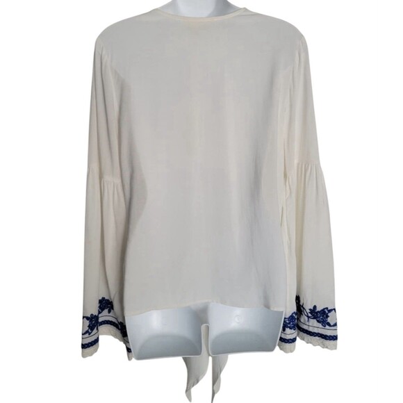 Lovestitch Boho Embroidered Front Tie Blouse Top - Picture 7 of 14